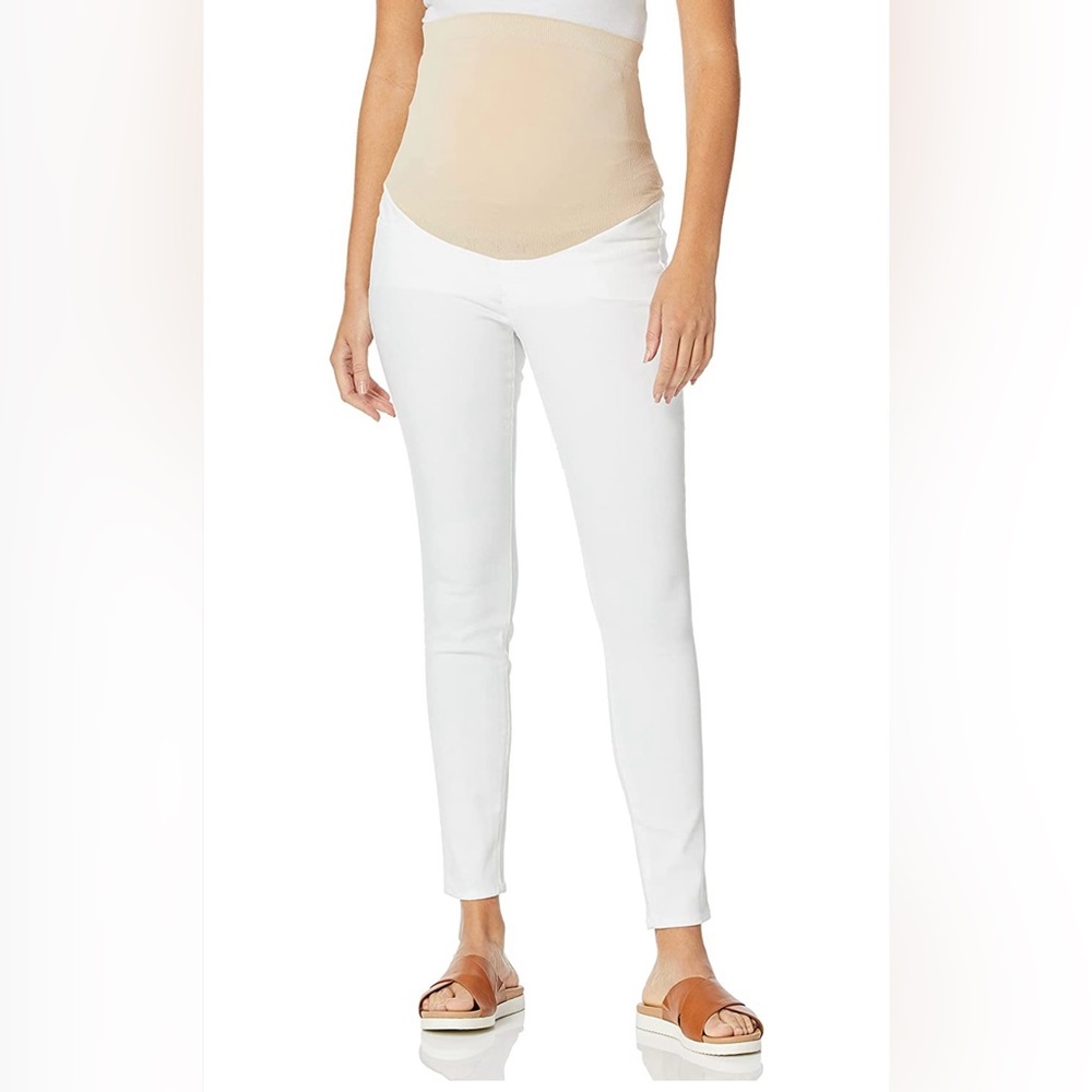 NEW $139 NYDJ Women's Maternity Straight Leg Jean optic white 8 over the belly